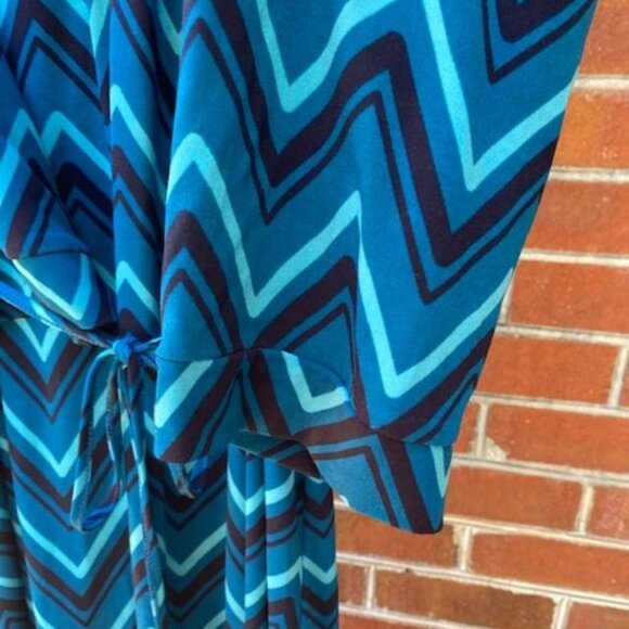 Plus size 4 Teal Black Chevron Dress Merona - Picture 6 of 9